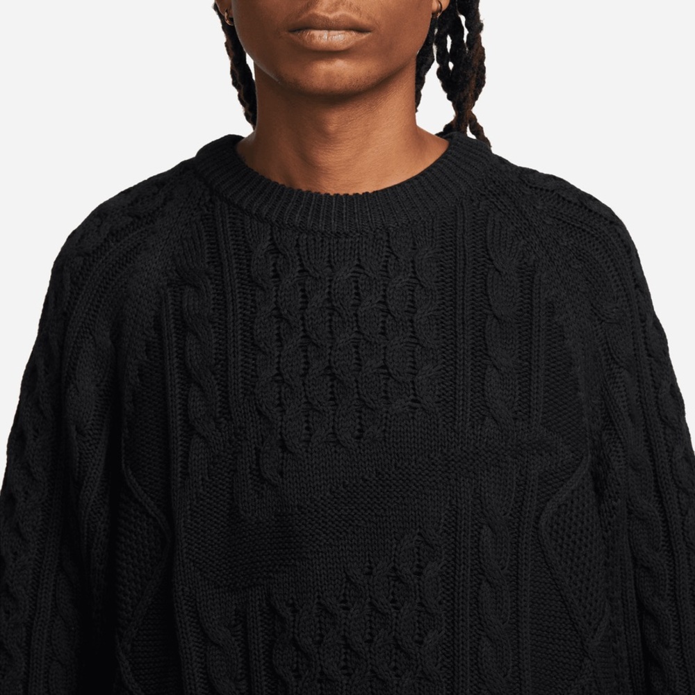 Nike Men’s Sportswear Cable Knit Black Sweater